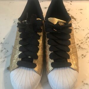 Adidas Gold and White Sneakers